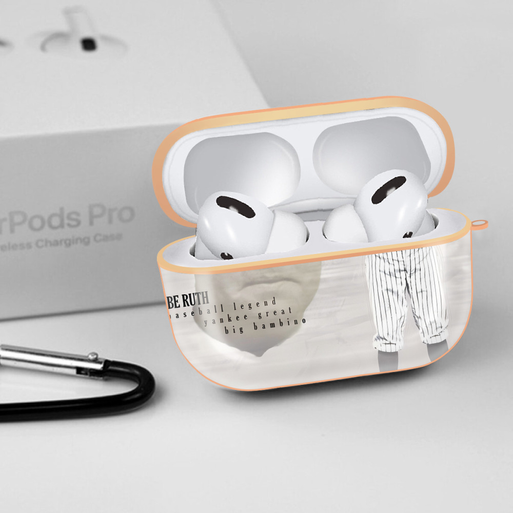 Babe Ruth 25 AirPods Pro Protective Case Rose Gold, Flexible PC Material, Precise Fit, Anti-Slip Cover, Full Protection, Fingerprint Resistant, Washable With Keychain