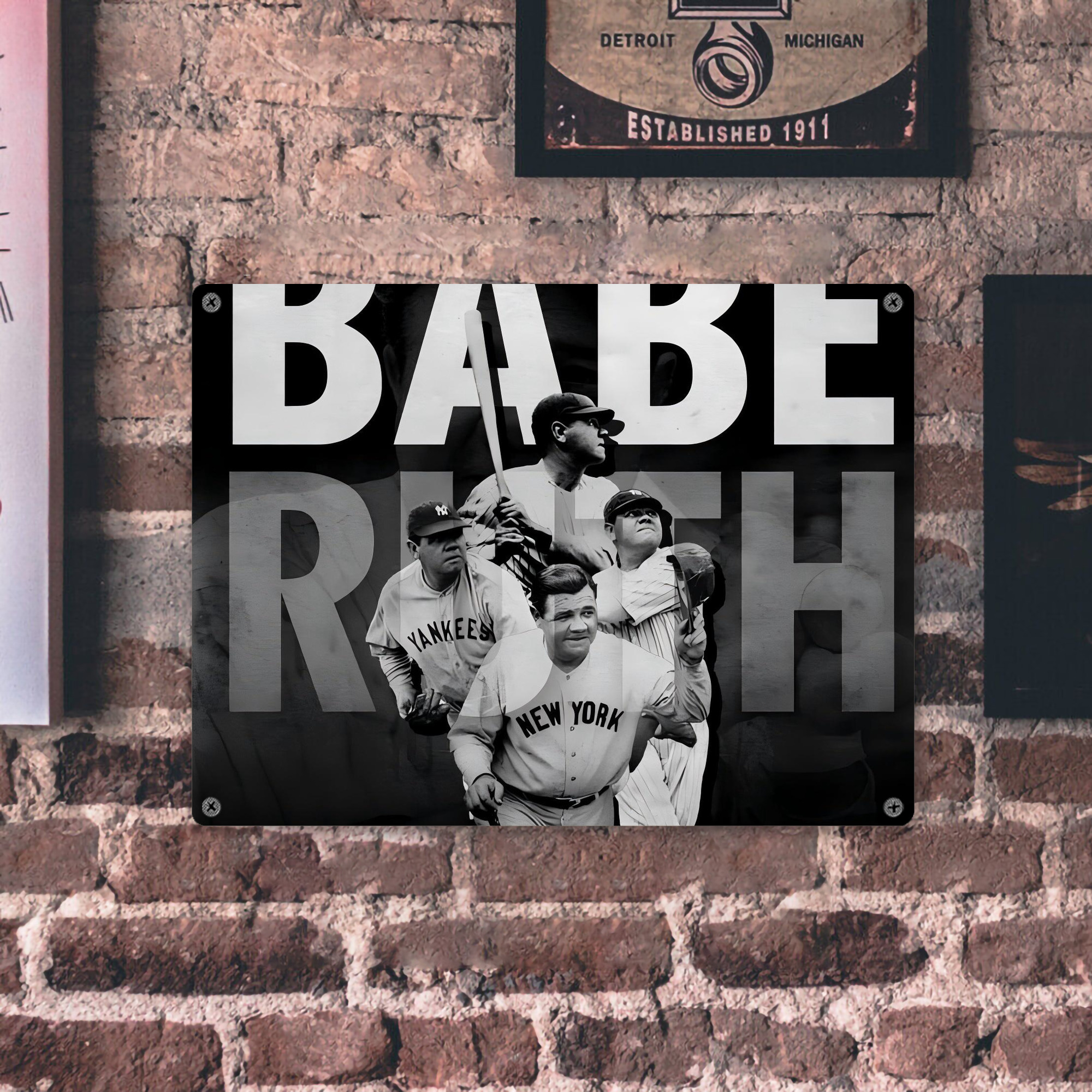 Babe Ruth 22 Vintage Metal Tin Sign 16x12 – Full-Print Iron Wall Decor – Durable, Fade-Resistant – Easy To Hang – Ideal For Home, Bar, Kitchen & Office Decor