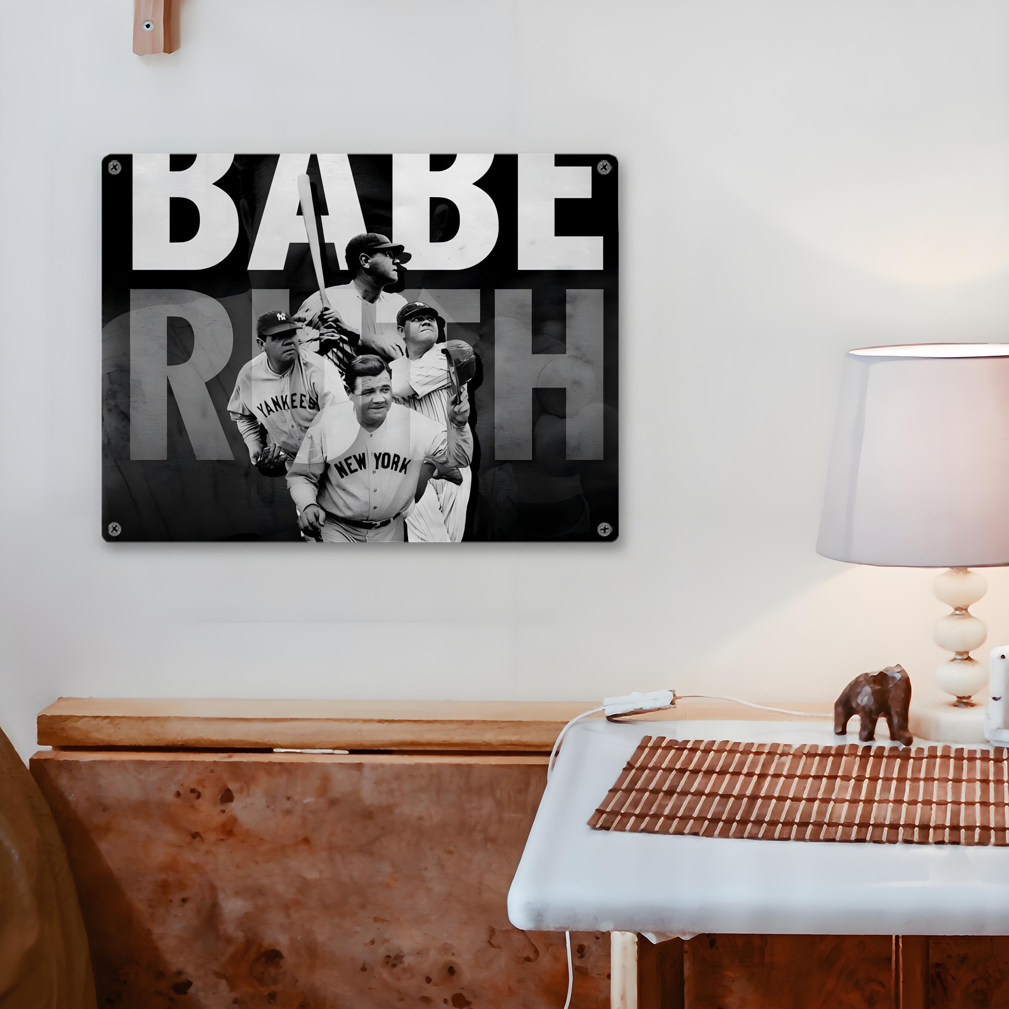 Babe Ruth 22 Vintage Metal Tin Sign 16x12 – Full-Print Iron Wall Decor – Durable, Fade-Resistant – Easy To Hang – Ideal For Home, Bar, Kitchen & Office Decor