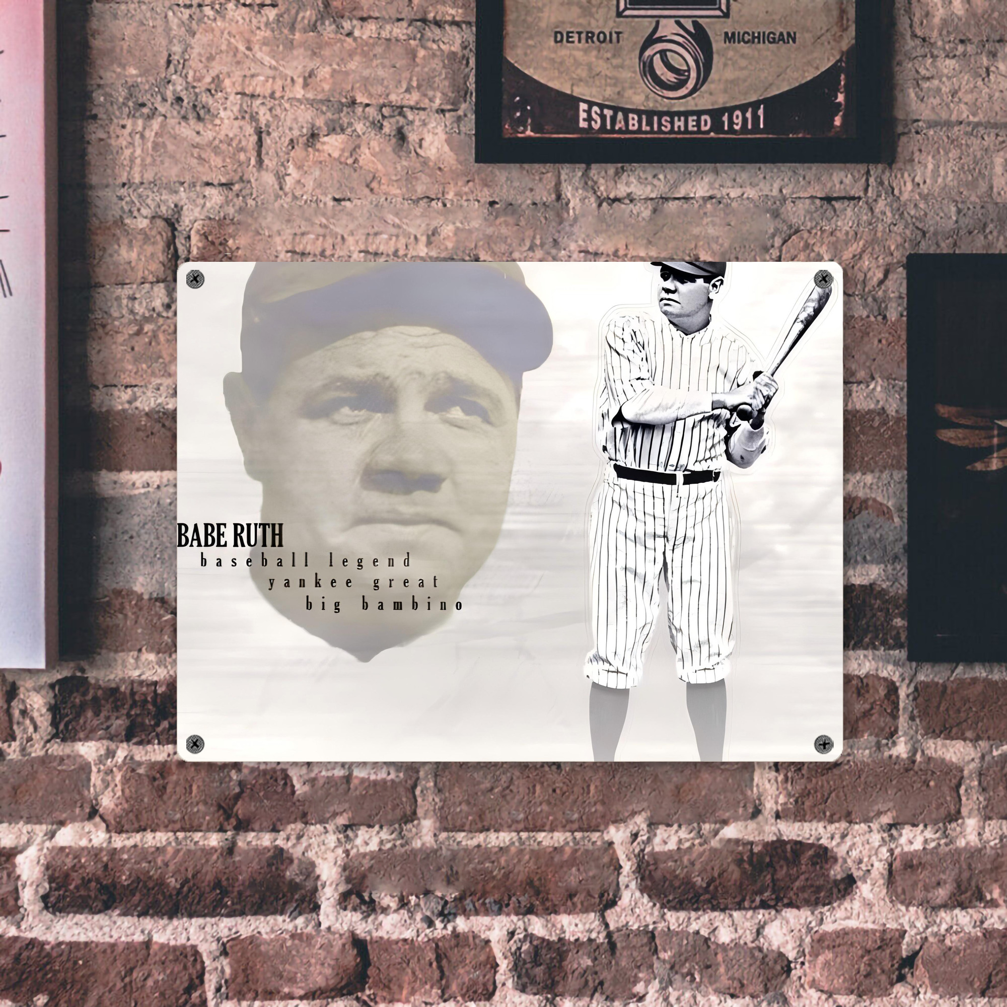 Babe Ruth 25 Vintage Metal Tin Sign 16x12 – Full-Print Iron Wall Decor – Durable, Fade-Resistant – Easy To Hang – Ideal For Home, Bar, Kitchen & Office Decor