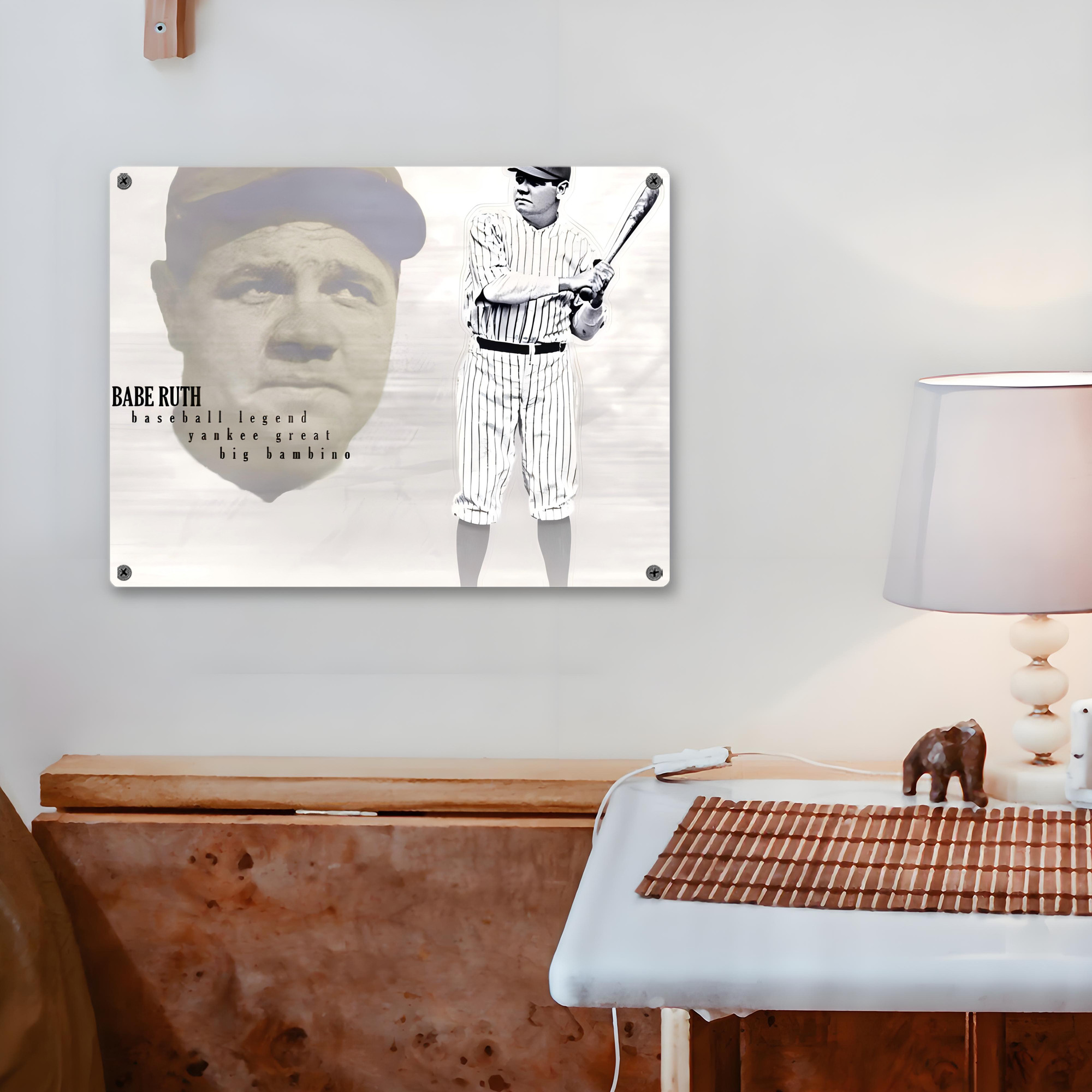 Babe Ruth 25 Vintage Metal Tin Sign 16x12 – Full-Print Iron Wall Decor – Durable, Fade-Resistant – Easy To Hang – Ideal For Home, Bar, Kitchen & Office Decor