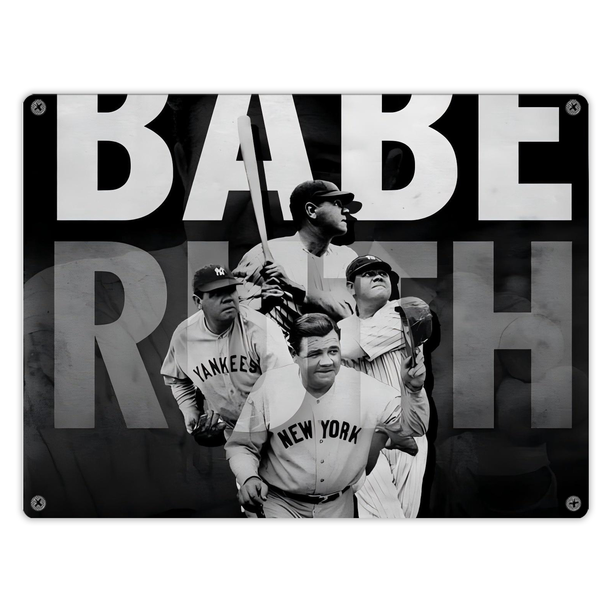 Babe Ruth 22 Vintage Metal Tin Sign 16x12 – Full-Print Iron Wall Decor – Durable, Fade-Resistant – Easy To Hang – Ideal For Home, Bar, Kitchen & Office Decor