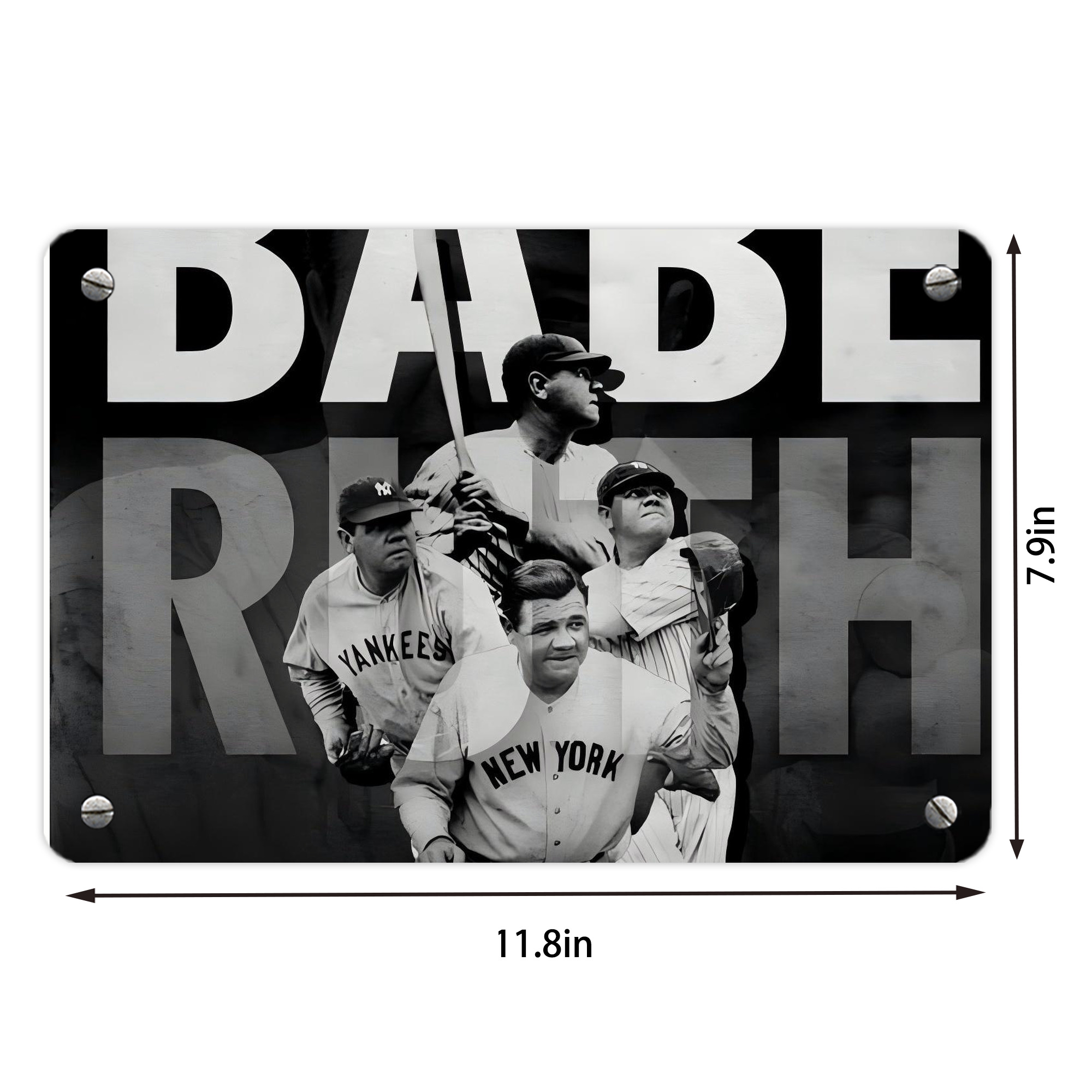 Babe Ruth 22 Metal Tin Sign 12x8inch - Premium Full-Print Decorative Wall Art, Durable Rust-Resistant Metal Plaque For Living Room, Bedroom, Kitchen, Office, Bar Décor
