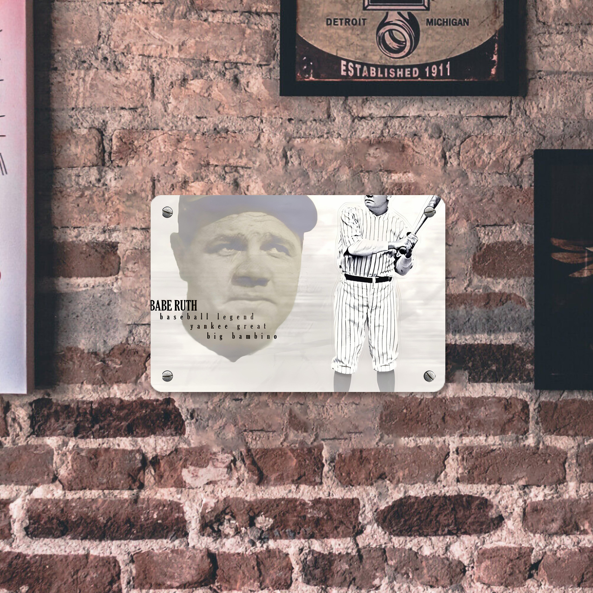 Babe Ruth 25 Metal Tin Sign 12x8inch - Premium Full-Print Decorative Wall Art, Durable Rust-Resistant Metal Plaque For Living Room, Bedroom, Kitchen, Office, Bar Décor