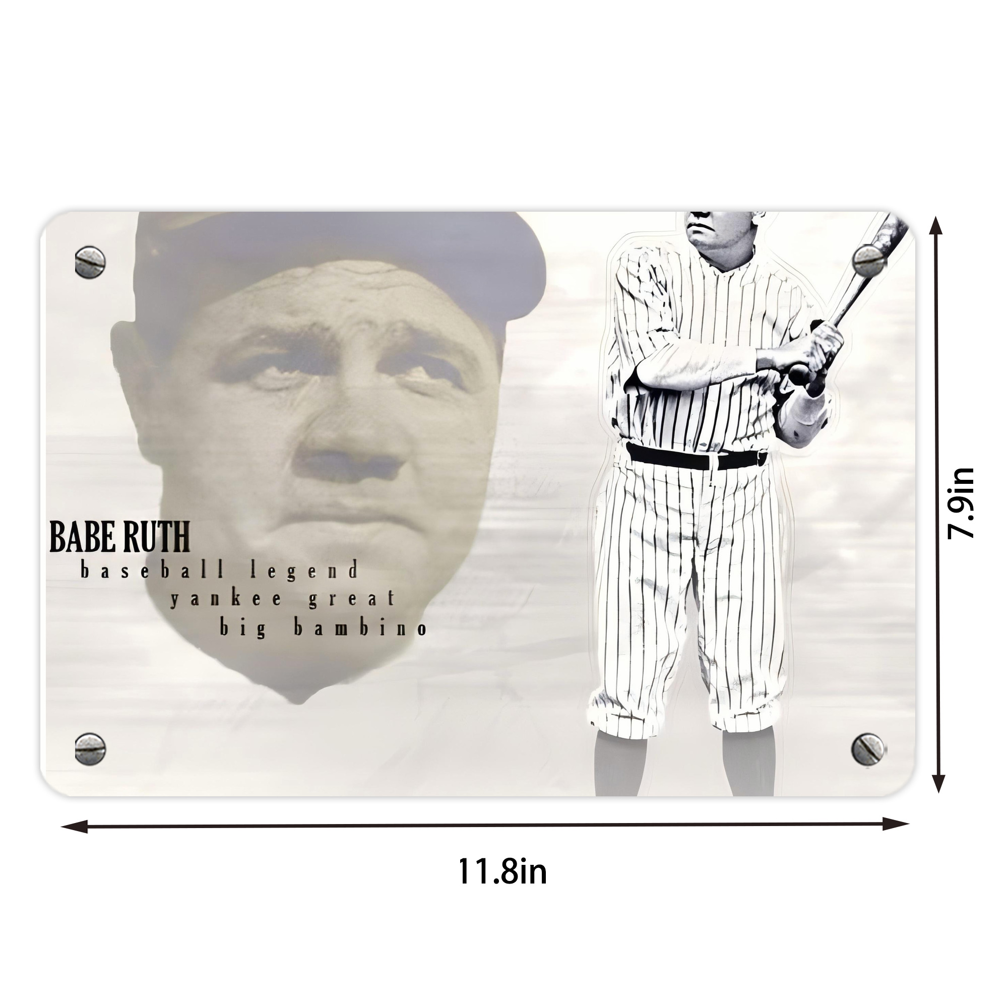 Babe Ruth 25 Metal Tin Sign 12x8inch - Premium Full-Print Decorative Wall Art, Durable Rust-Resistant Metal Plaque For Living Room, Bedroom, Kitchen, Office, Bar Décor