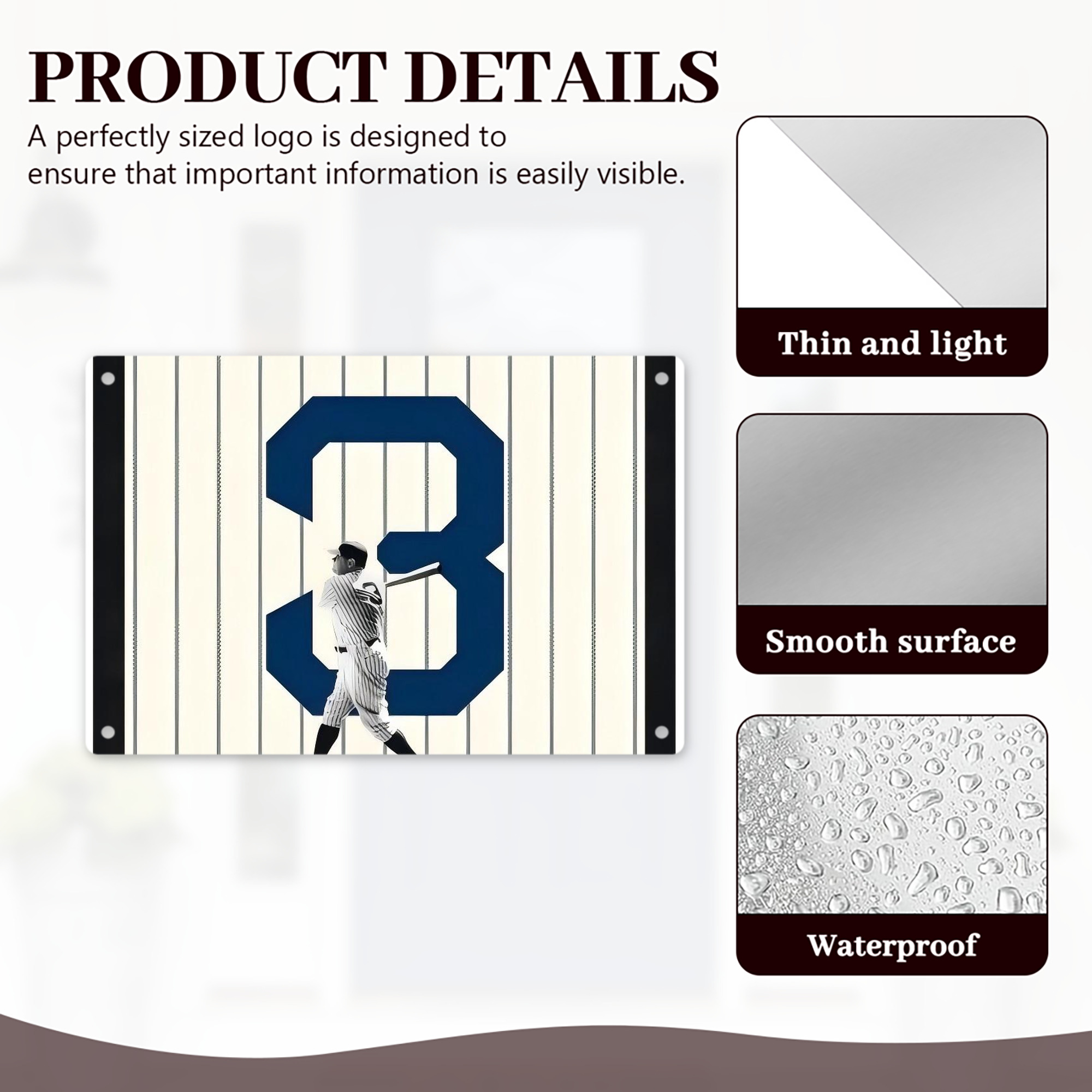 Babe Ruth 26 Decorative Aluminum Plaque – Horizontal Design – Durable, Stylish, Easy To Install – Ideal For Home, Office, Bar, And More