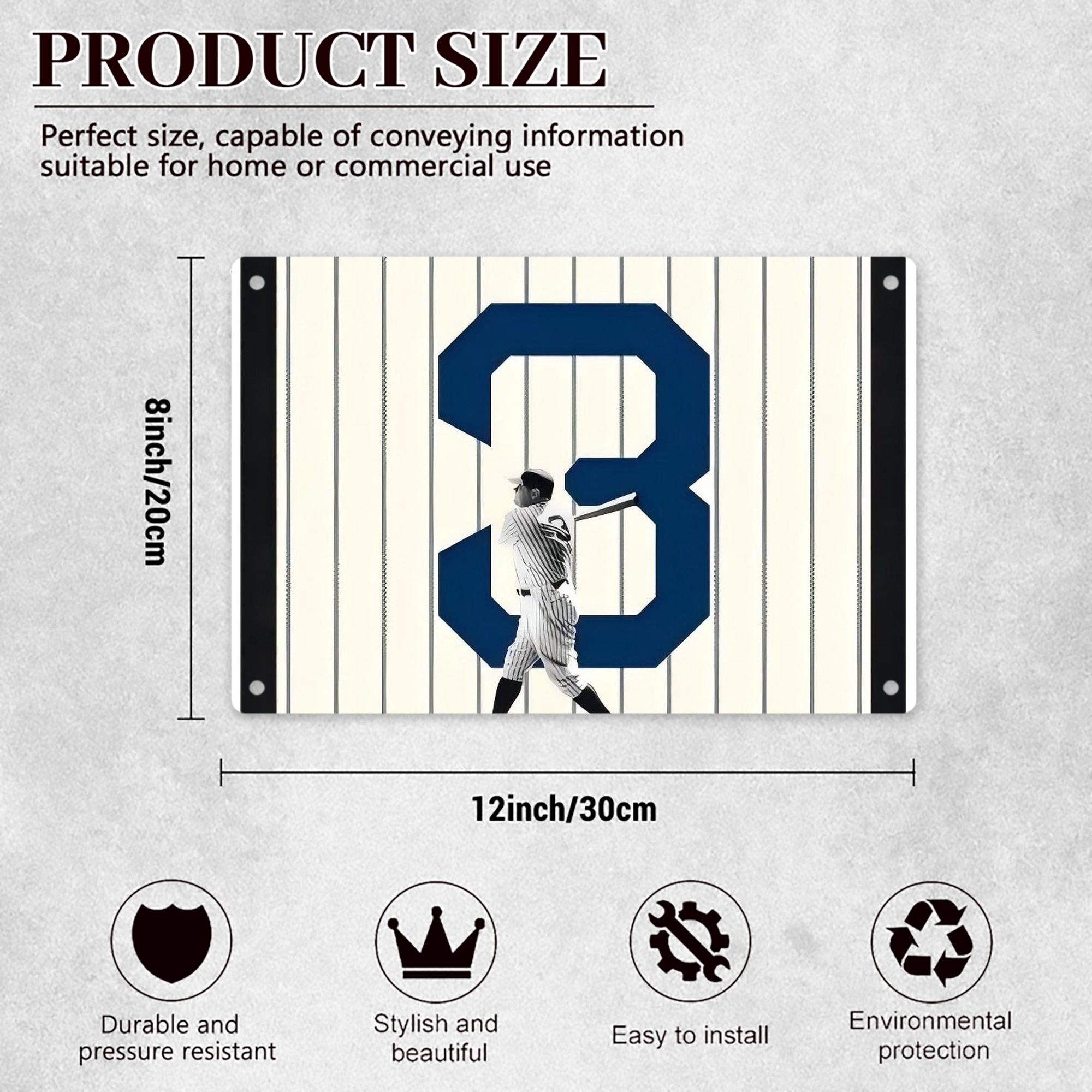 Babe Ruth 26 Decorative Aluminum Plaque – Horizontal Design – Durable, Stylish, Easy To Install – Ideal For Home, Office, Bar, And More