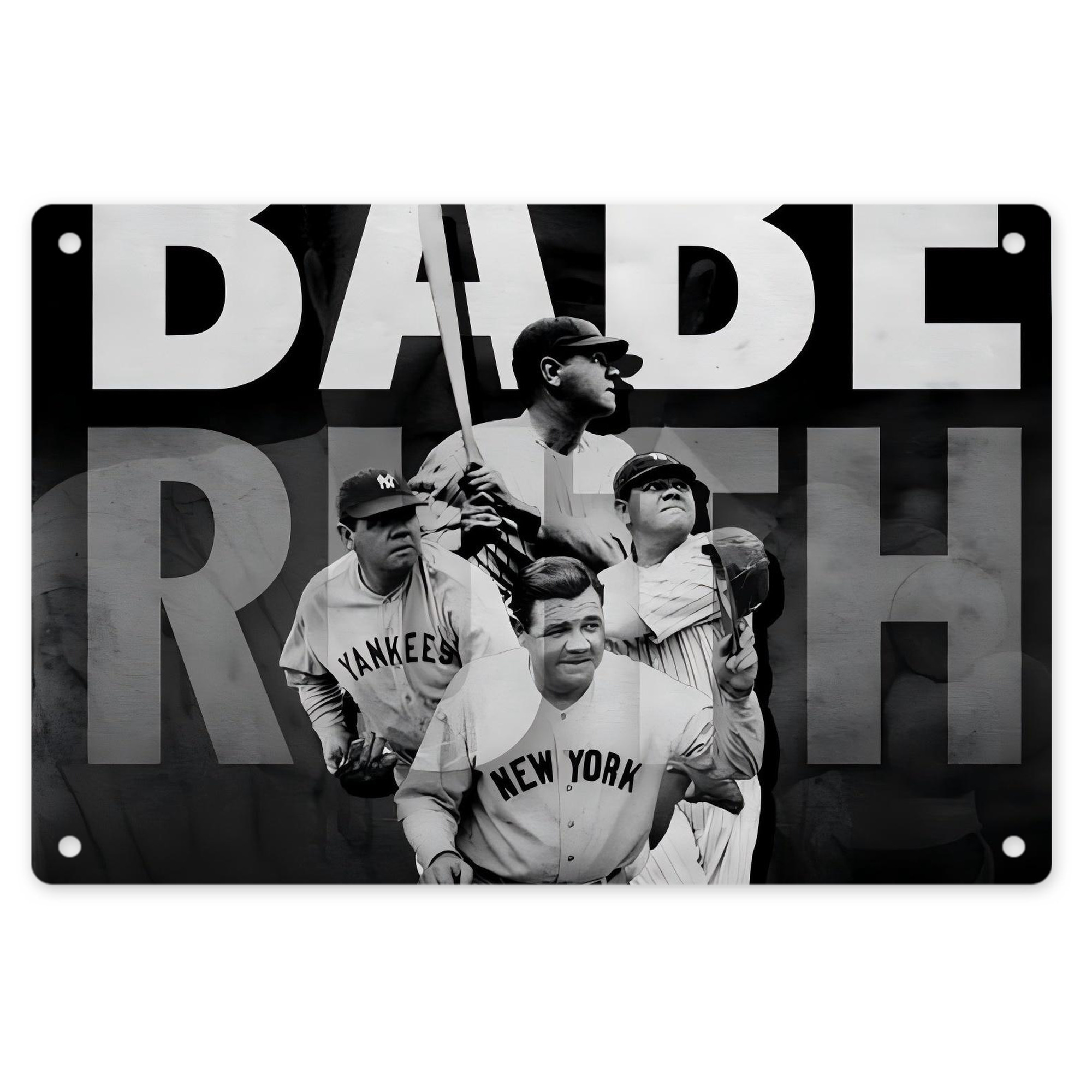 Babe Ruth 22 Decorative Aluminum Plaque – Horizontal Design – Durable, Stylish, Easy To Install – Ideal For Home, Office, Bar, And More