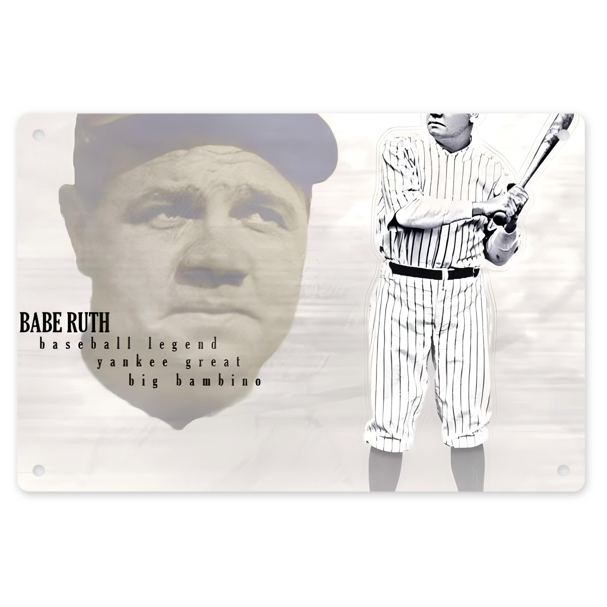 Babe Ruth 25 Decorative Aluminum Plaque – Horizontal Design – Durable, Stylish, Easy To Install – Ideal For Home, Office, Bar, And More