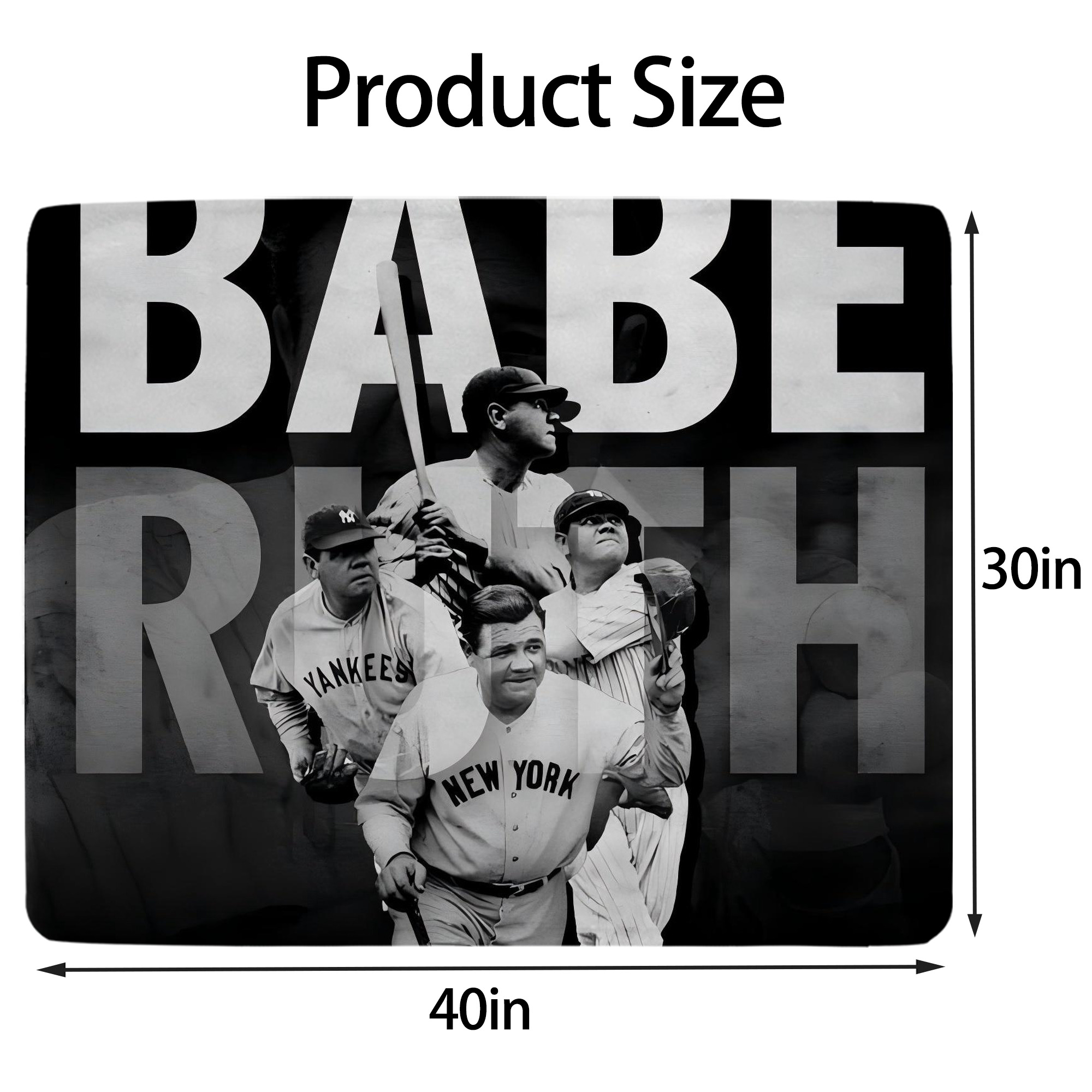 Babe Ruth 22 Soft Plush Fleece Blanket 30x40 Inch - 300GSM Flannel, Ultra Soft & Warm, Lightweight & Durable, Perfect For Kids, Adults, Couch, Bed, Camping, Travel, Gift For Family & Friends