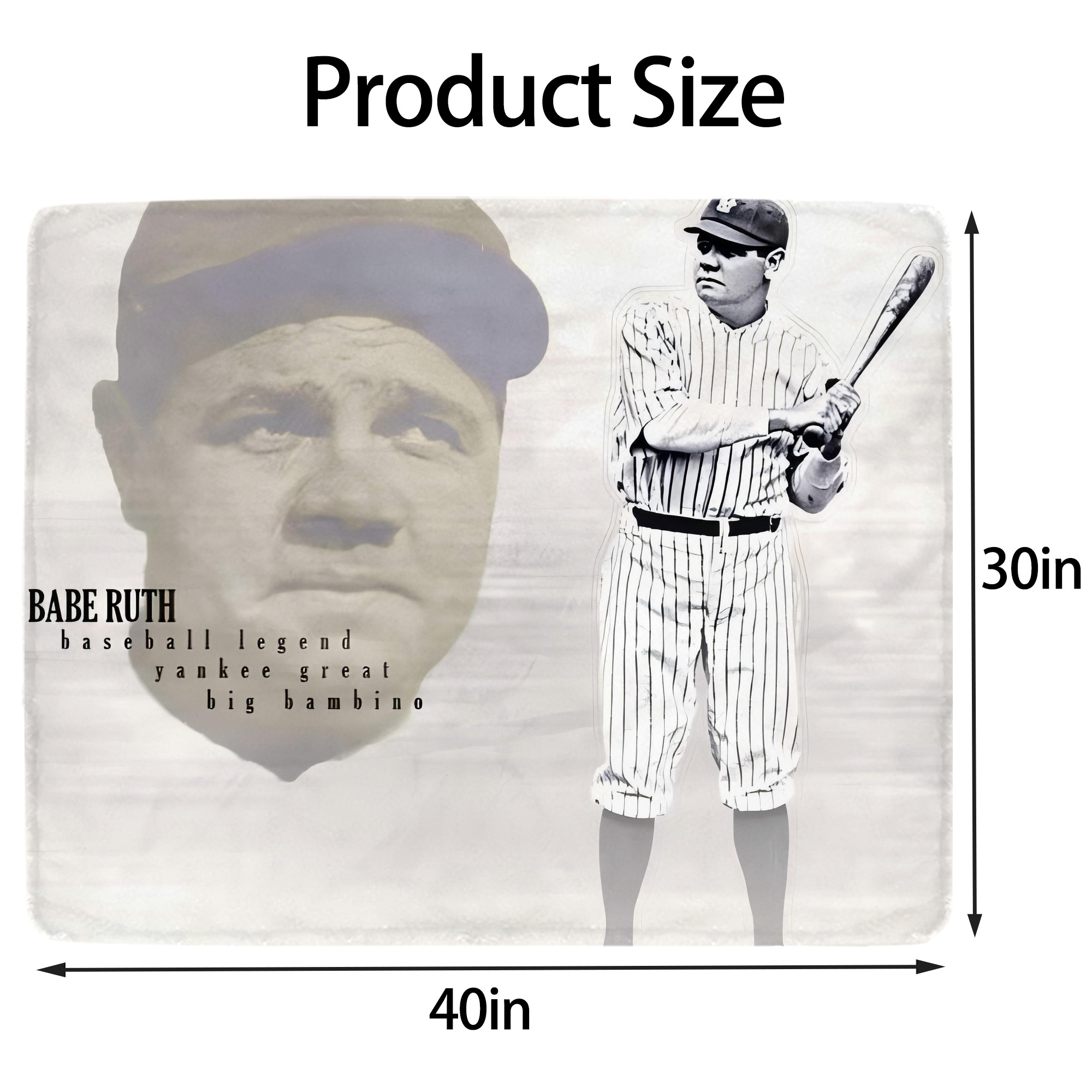 Babe Ruth 25 Soft Plush Fleece Blanket 30x40 Inch - 300GSM Flannel, Ultra Soft & Warm, Lightweight & Durable, Perfect For Kids, Adults, Couch, Bed, Camping, Travel, Gift For Family & Friends