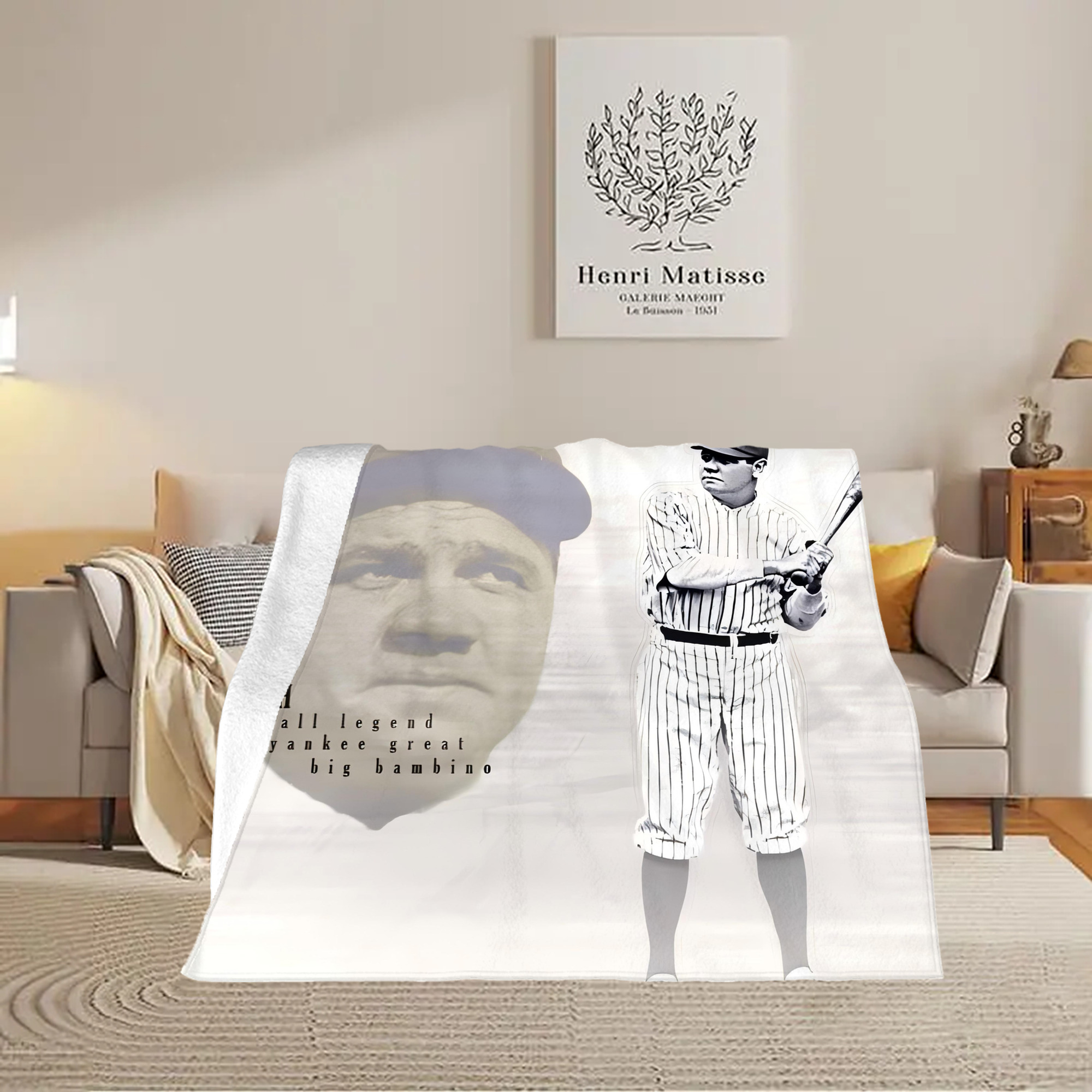 Babe Ruth 25 Soft Fleece Throw Blanket 50 X 60 Inch – Super Soft, Lightweight, And Durable – Perfect For Sofa, Bed, Camping, And More – Ideal Gift For Family And Friends