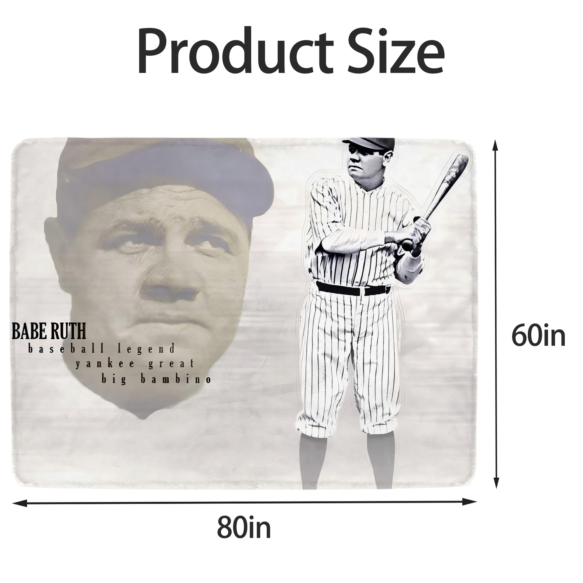 Babe Ruth 25 Soft Fleece Throw Blanket 60 X 80 Inch – Super Soft, Lightweight, And Durable – Perfect For Sofa, Bed, Camping, And More – Ideal Gift For Family And Friends