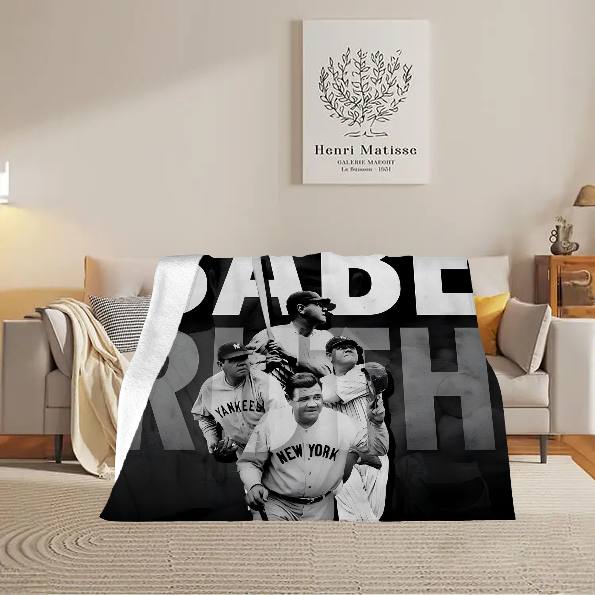 Babe Ruth 22 Soft Fleece Throw Blanket 60 X 80 Inch – Super Soft, Lightweight, And Durable – Perfect For Sofa, Bed, Camping, And More – Ideal Gift For Family And Friends