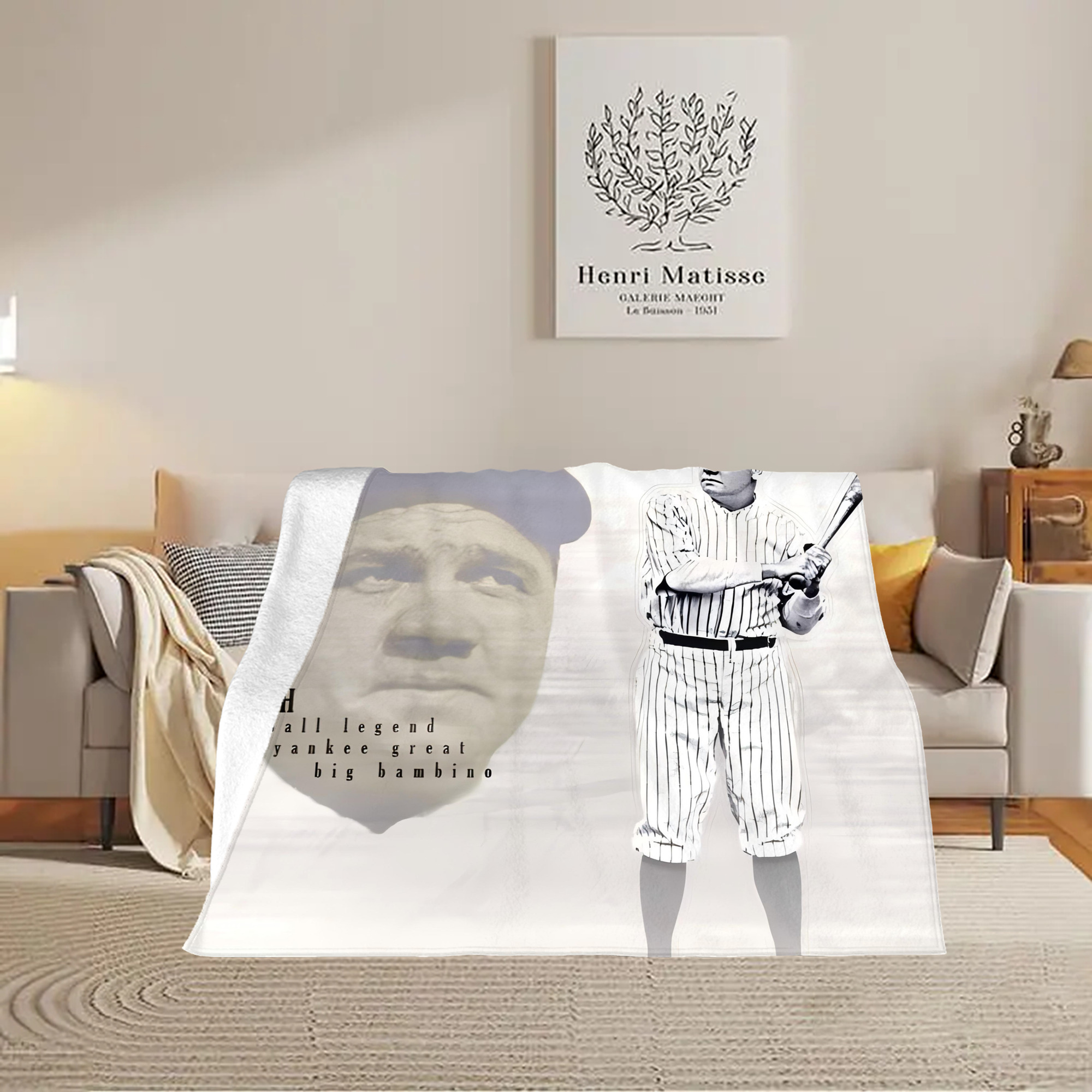 Babe Ruth 25 Soft Fleece Throw Blanket 60 X 80 Inch – Super Soft, Lightweight, And Durable – Perfect For Sofa, Bed, Camping, And More – Ideal Gift For Family And Friends